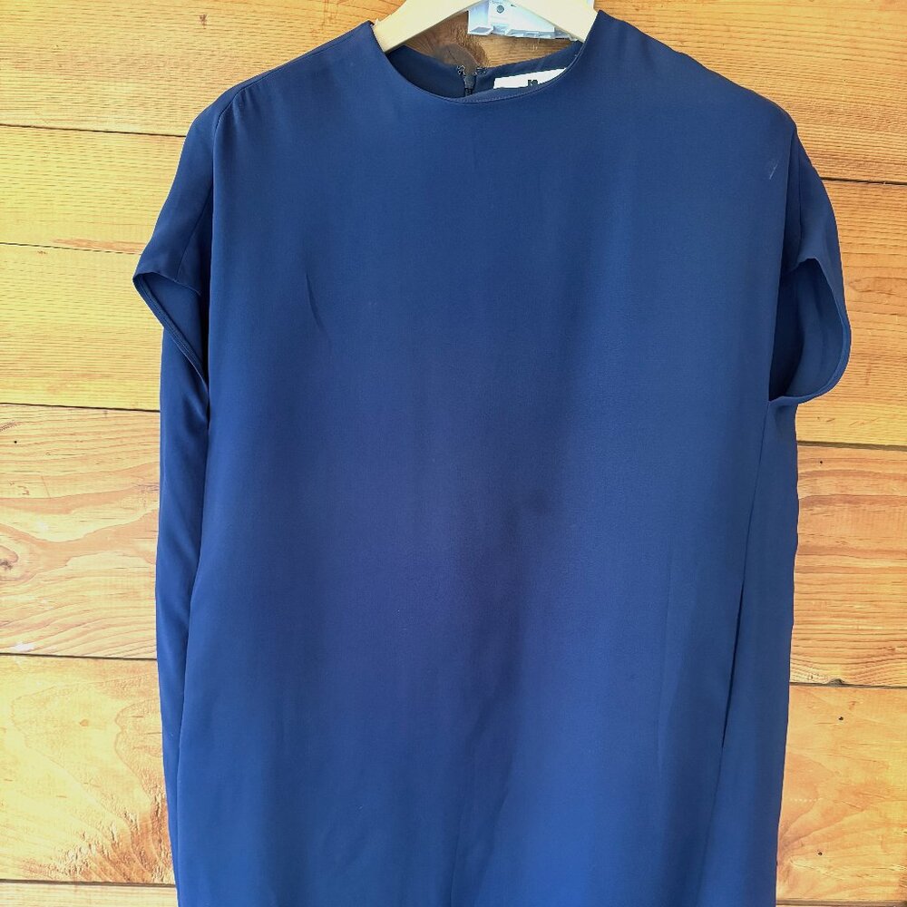 Lisa Perry Silk Shift Dress Navy